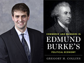 Gregory Collins and the cover of his new book, Edmund Burke's Political Economy